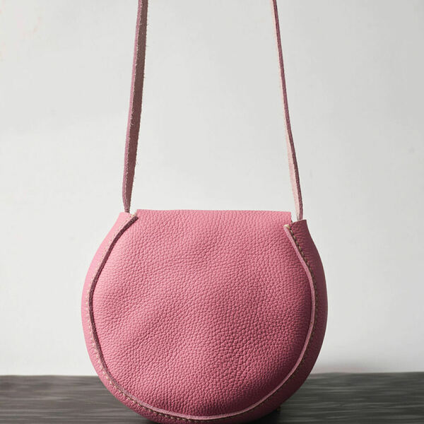 Γυναικεία χειροποίητη τσάντα ώμου Toya από δέρμα σε ροζ χρώμα - δέρμα, ώμου, χιαστί, all day, μικρές - 3