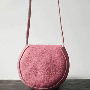 Γυναικεία χειροποίητη τσάντα ώμου Toya από δέρμα σε ροζ χρώμα - δέρμα, ώμου, χιαστί, all day, μικρές - 3