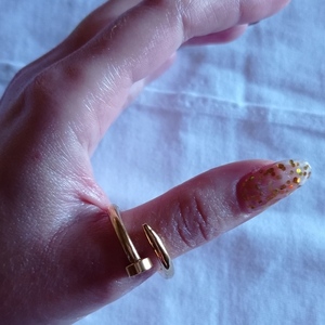Δαχτυλίδι ατσάλι "nail" μέγεθος 9 - επιχρυσωμένα, ατσάλι, boho, σταθερά - 2