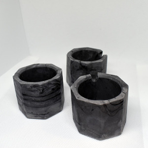 Σετ Ρεσώ 3 τεμάχια Γύψινο Μίνιμαλ Ανθρακί 5x5x5cm - βάζα & μπολ, γύψος - 3