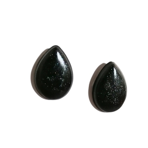 "Resin drops" καρφωτά σκουλαρίκια σταγόνες σε μαύρο χρώμα από υγρό γυαλί. - γυαλί, δάκρυ, μικρά, ατσάλι