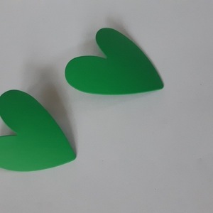 Πράσινες καρδιές - ορείχαλκος, boho, φθηνά - 2
