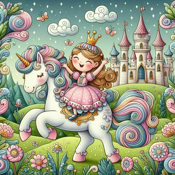Χρωμοσελίδες Ο Μονόκερος και η μικρή Πριγκίπισσα 20 σελ. Εκτυπώσιμες - σχέδια ζωγραφικής