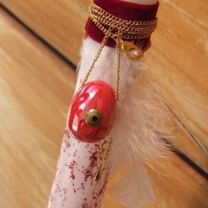 Λαμπάδα με κολιέ χειροποίητο κόκκινο αυγουλάκι - κορίτσι, λαμπάδες, για ενήλικες, για εφήβους - 2