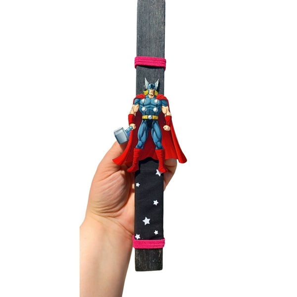 Χειροποίητη αρωματική λαμπάδα 30cm με θέμα τον Thor - Θορ Avengers - αγόρι, λαμπάδες, για παιδιά, ήρωες κινουμένων σχεδίων, παιχνιδολαμπάδες