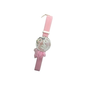 Αρωματική λαμπάδα βασιλικός κύκνος ροζ, 30 εκ. - κορίτσι, λαμπάδες, κύκνος, για παιδιά, για μωρά - 2