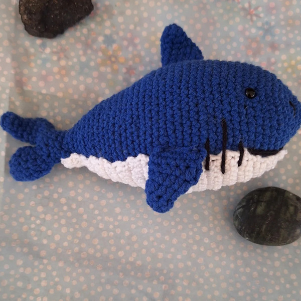 Καρχαρίας πλεκτός μπλε (19cm) - αγόρι, λούτρινα - 3