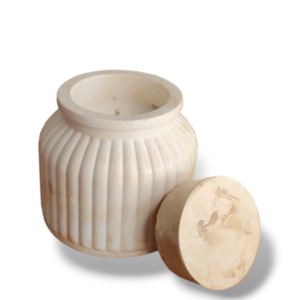 Αρωματικό κερί σόγιας σε βαζάκι με Marble καφέ εφέ από οικολογική ρητίνη/Jesmonite - κερί, αρωματικά κεριά