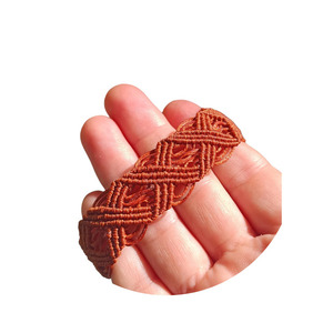 Vintage X pattern Καφέ του πούρου Βραχιόλι macrame 15cm+10cm ανοιγοκλεινομενο 1,7cm πλάτος fifirixtra - vintage, μακραμέ, κορδόνια, χεριού, αυξομειούμενα - 3