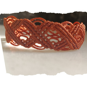 Vintage X pattern Καφέ του πούρου Βραχιόλι macrame 15cm+10cm ανοιγοκλεινομενο 1,7cm πλάτος fifirixtra - vintage, μακραμέ, κορδόνια, χεριού, αυξομειούμενα