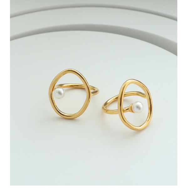 Ατσάλινο δαχτυλίδι PEARL Σε χρυσό χρώμα - ατσάλι, boho, σταθερά, για γάμο, φθηνά