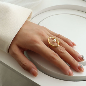 Ατσάλινο δαχτυλίδι PEARL Σε χρυσό χρώμα - ατσάλι, boho, σταθερά, φθηνά - 2