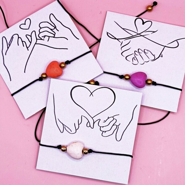 Βραχιολάκι καρδούλα ΜΑΜΑ. 1+1 δώρο - ημιπολύτιμες πέτρες, καρδιά, μαμά, μαμά και κόρη, αυξομειούμενα - 2