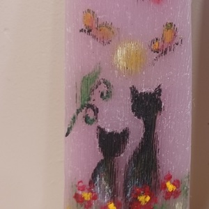 Χειροποίητη ζωγραφισμένη Λαμπάδα "γατάκια" - λαμπάδες, για ενήλικες, για εφήβους, ζωάκια, προσωποποιημένα