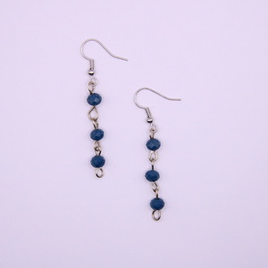 Σκουλαρίκια με μπλε κρυσταλλικές χάντρες - χάντρες, μικρά, ατσάλι, boho, φθηνά - 5