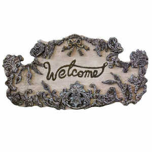 Ρομαντικο, χειροποιητο, ξυλινο επιτοιχιο πανελ καλωσορισματος "WELCOME" sign, 39 Χ 21 τ.μ. - πίνακες & κάδρα