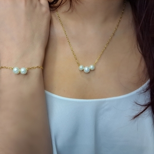 Gold Pearly Bracelet - ατσάλι, χεριού, αυξομειούμενα, φθηνά - 2