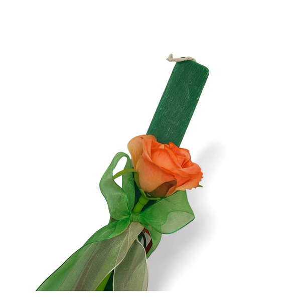 Λαμπάδα με στυλό τριαντάφυλλο - πράσινη αρωματική 34εκ. - κορίτσι, λουλούδια, λαμπάδες, για ενήλικες, για εφήβους
