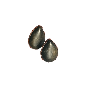 Καρφωτά σκουλαρίκια σταγόνες σε μαύρο - μπρονζέ χρώμα από υγρό γυαλί. - vintage, γυαλί, σταγόνα, μικρά, ατσάλι - 2