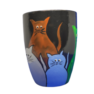Σετ κούπα πορσελάνης και λαμπάδα με χειροποίητο σχέδιο "γάτες" - ζωγραφισμένα στο χέρι, χειροποίητα, πορσελάνη, κούπες & φλυτζάνια - 4