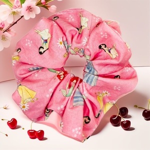 Scrunchies πριγκίπισσες-ροζ χρώμα-παιδικό large - ύφασμα, λαστιχάκια μαλλιών - 2