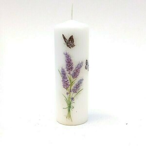 Διακοσμητικό κερί με σχέδιο λεβάντα 15x5x5 - λουλούδια, σετ, διακοσμητικά, κεριά