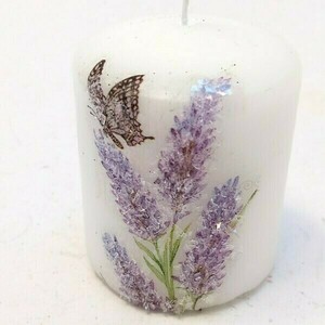 Διακοσμητικό κερί με σχέδιο λεβάντα 7x5x5 - λουλούδια, σετ, διακοσμητικά, κεριά - 2