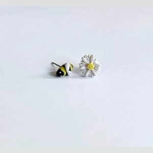 Σκουλαρικια καρφωτα - πηλός, λουλούδι, μικρά, φθηνά - 5