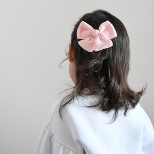 Χειροποίητο φιογκάκι με κλιπ: ροζ μουσελίνα - hair clips - 2