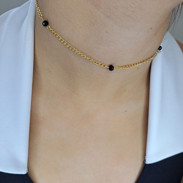 Gold Rozeta Neckless - χάντρες, ατσάλι