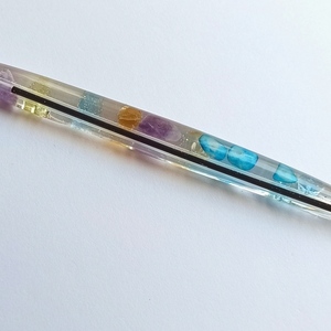 Στιλό διάφανο με χάντρες πολύχρωμες από ρητίνη - αξεσουάρ γραφείου - 2