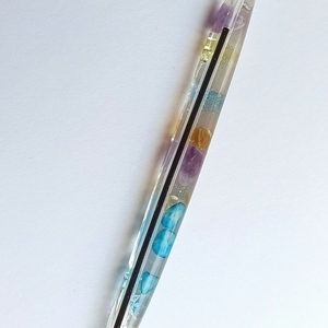Στιλό διάφανο με χάντρες πολύχρωμες από ρητίνη - αξεσουάρ γραφείου - 3