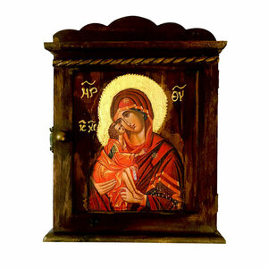 Κλειδοθήκη Επιτραπέζια Με Εικόνα Της Παναγίας Γλυκοφιλούσας 16x22cm - κλειδοθήκες, πίνακες ζωγραφικής