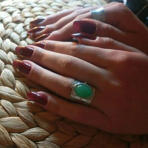 Δαχτυλίδι Από Ατσάλι Και Ημιπολύτιμη Πέτρα Αβεντουρίνη "Green Stone" - επάργυρα, ατσάλι, boho, αυξομειούμενα - 3