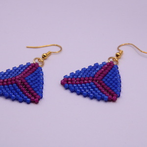 Κρεμαστά σκουλαρίκια από πολύχρωμες χάντρες με σχέδιο τρίγωνο - χάντρες, μικρά, ατσάλι, boho, φθηνά - 5