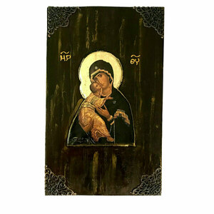 Παναγία Γλυκοφιλούσα Χειροποίητη Εικόνα Σε Ξύλο 21x34cm - πίνακες & κάδρα, πίνακες ζωγραφικής