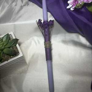 Λαμπάδα Purple Blossom - λουλούδια, λαμπάδες, για ενήλικες, για εφήβους, πασχαλινά δώρα - 2