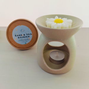 Wax melt box μαργαρίτες με άρωμα sage & tea 76g 100% κερί σόγιας - κερί σόγιας, αρωματικά χώρου, 100% φυτικό, soy wax - 4