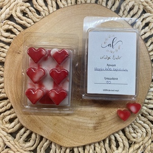Wax bar box καρδιά με άρωμα μαρμελάδα φράουλα - αρωματικά κεριά, soy wax - 3