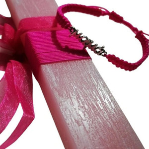 Λαμπάδα αρωματική ροζ ξυστη πλακέ με βραχιόλι mama - κορίτσι, λαμπάδες, μαμά, για ενήλικες, προσωποποιημένα