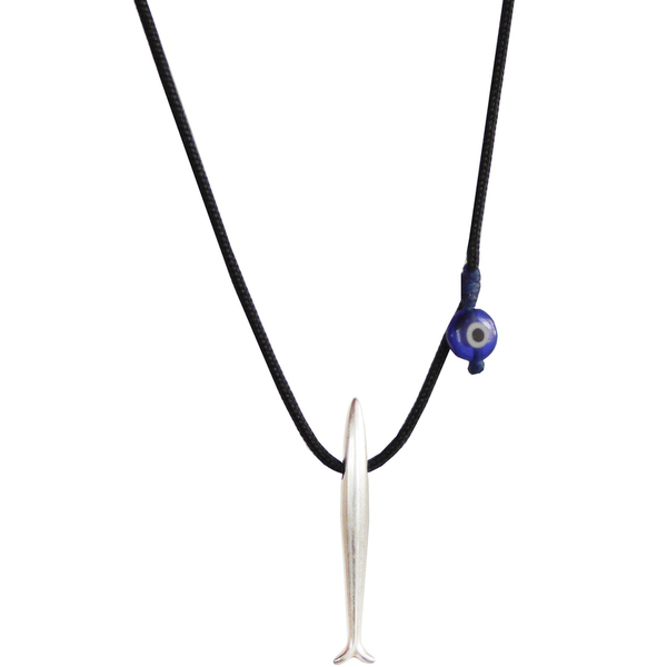 Ανδρικό μενταγιόν Fish minimal silver - κορδόνια, ματάκια, δώρα για άντρες