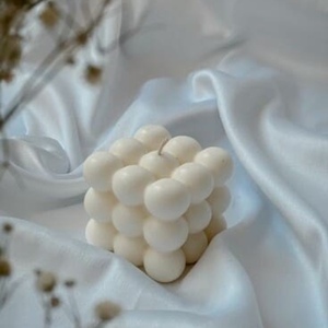 Άρωματικο κερί σογιας σε σχήμα κύβου bubble λευκο, 165gr - αρωματικά κεριά