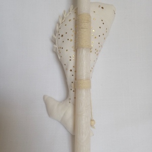 Λαμπάδα στρογγυλή λευκή 35 cm ,ξυστή , με υφασμάτινο ψάρι φάλαινα χειροποίητο - κορίτσι, λαμπάδες, για παιδιά, για ενήλικες, για μωρά - 3