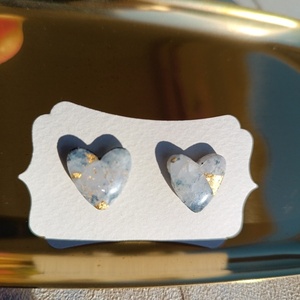 Σκουλαρίκια Καρδούλες Μεγάλες Marble Black & White Gold 1 - καρδιά, πηλός, μικρά, φθηνά - 2