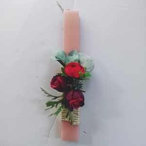 Λαμπάδα ροζ, πλακε αρωματική. - κορίτσι, αγόρι, λουλούδια, λαμπάδες, πασχαλινά δώρα - 2