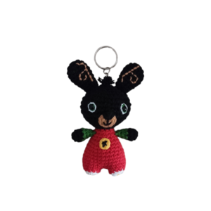 Πλεκτό μπρελόκ κουνελάκι Bing - λούτρινα, amigurumi, ήρωες κινουμένων σχεδίων, δώρο γεννεθλίων
