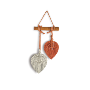 Boho μακραμέ διακοσμητικά φύλλα 8x22cm (070) - μακραμέ, φύλλο, boho, διακοσμητικά