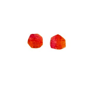 Fyki Polygonal Red Orange Earrings Χειροποίητα Πολυγωνικά Καρφωτά Σκουλαρίκια Πολυμερικού Πηλού Κόκκινο & Πορτοκαλί - πηλός, μικρά, ατσάλι