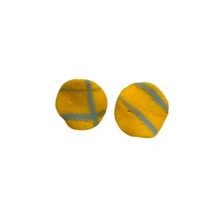 Helios Wavy Round Stud Earrings Ήλιος Χειροποίητα Στρογγυλά Κυματιστά Σκουλαρίκια Πολυμερικού Πηλού Κίτρινο & Γαλάζιο - πηλός, ατσάλι, μεγάλα