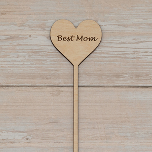 Στικ για ανθοδέσμες, καρδιά best mom - καρδιά, ξύλινα διακοσμητικά, ημέρα της μητέρας, υλικά κατασκευών - 3